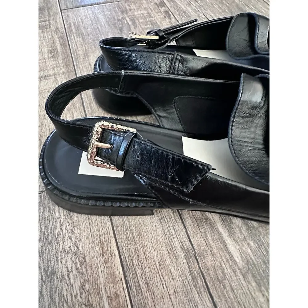 Dolce Vita Women's Black Hardi Midnight Crinkle Patent Loafer Size 10